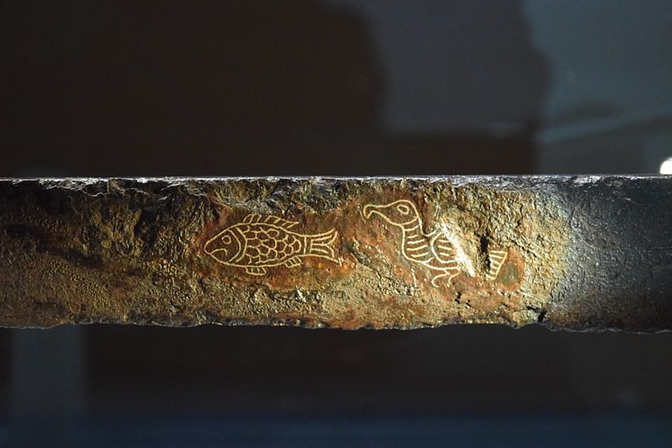 Japanese Inlaid Iron Sword (Detail)