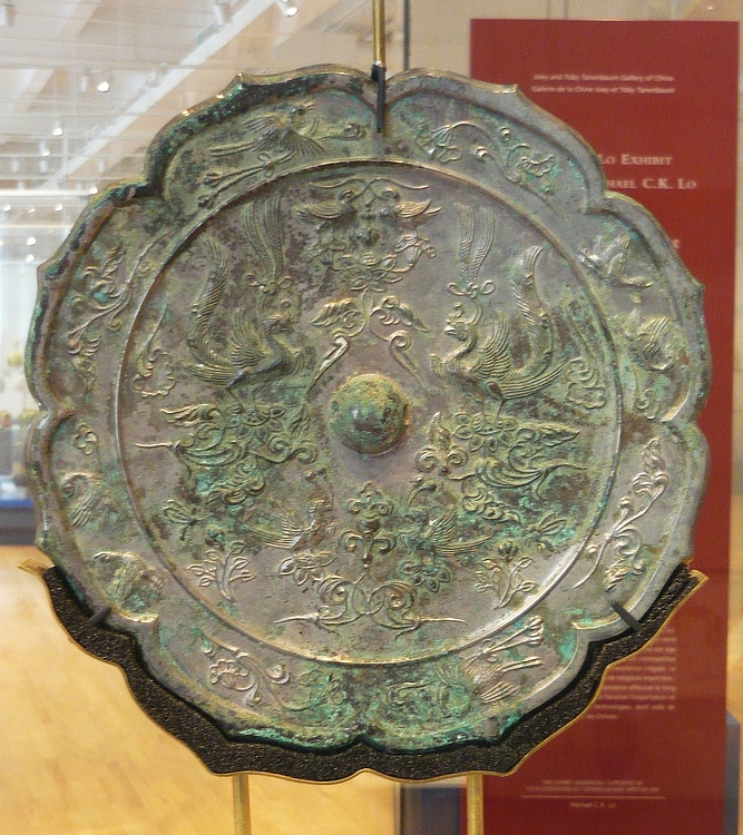 Chinese Bronze Mirror with Phoenix Motif