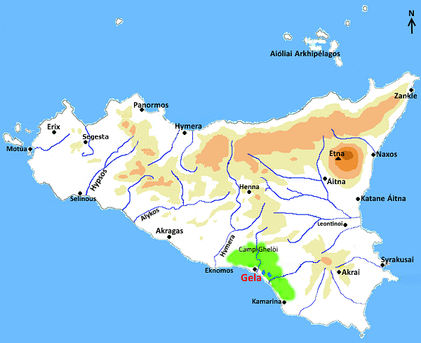Map of Greek Sicily, 5th Century BCE