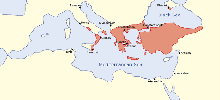 The Byzantine Empire in the mid-9th century CE