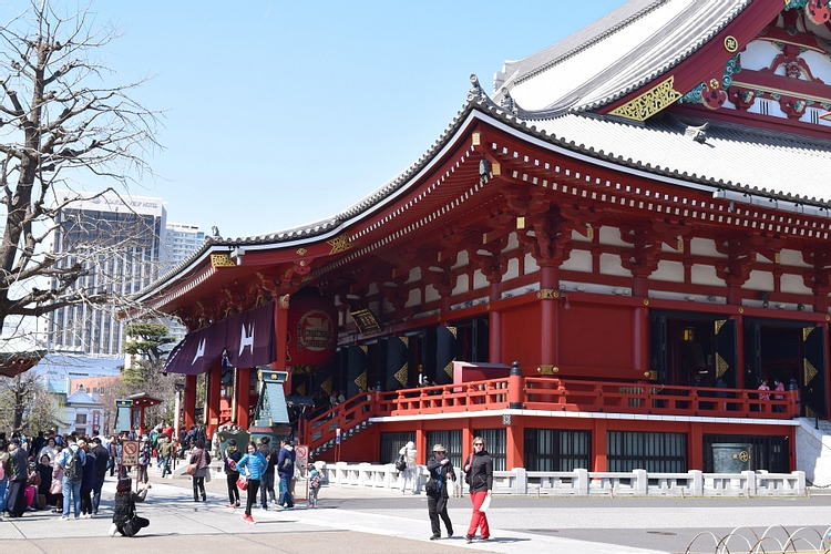 View of Main Hall at Tokyo's Sensoji Temple