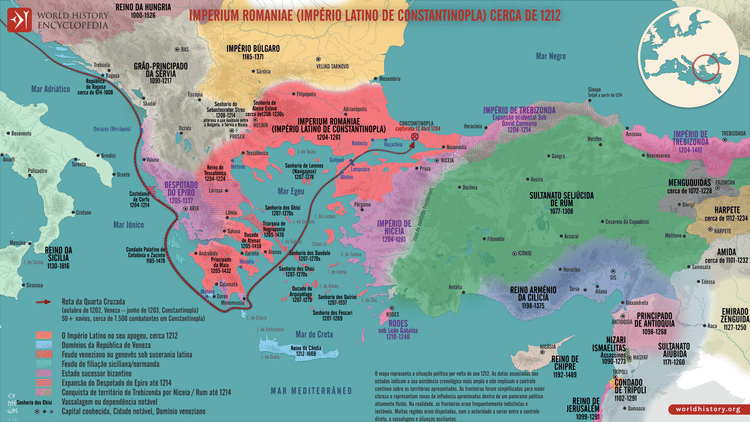 Mapa do Império Latino: Um Estado Cruzado em Constantinopla