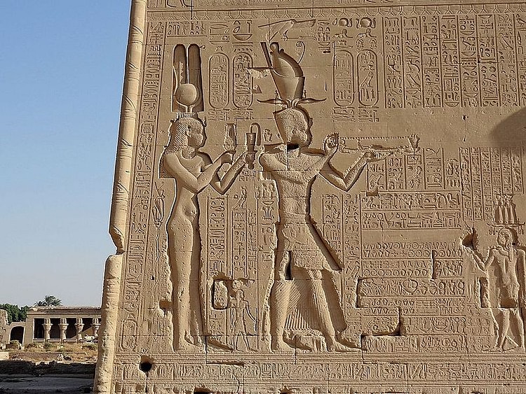Relief of Cleopatra VII and Caesarion at the Dendera Temple