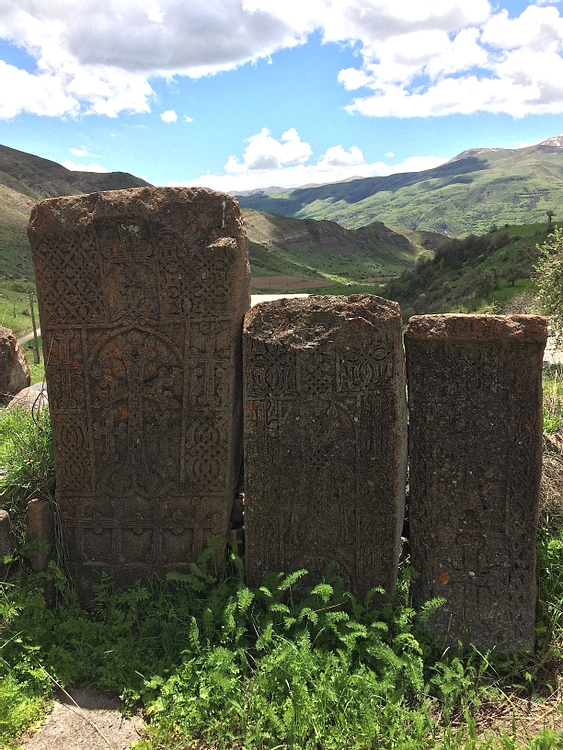 Khachkars at Arates Monastery in Armenia
