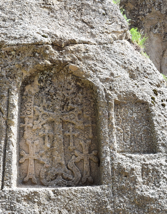 Medieval Khachkar at Geghard Monastery in Armenia