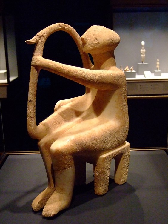 Cycladic Harp Player Figurine