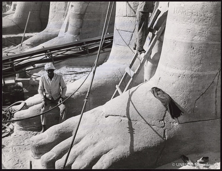 Worker on Colossal Foot, Abu Simbel
