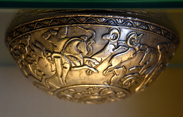 Silver Bowl Decorated with Figure Scenes from Pakistan