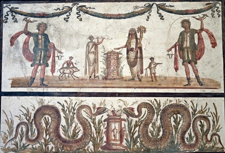 Pompeii Fresco with Lares