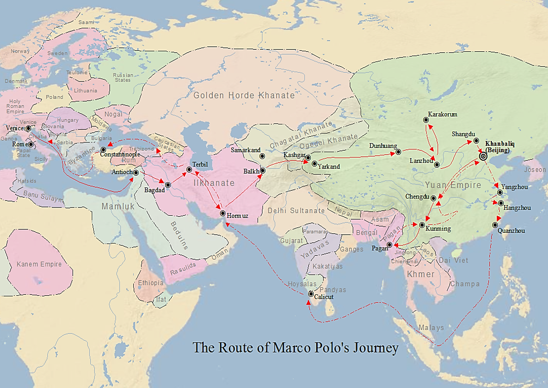 Map of Marco Polo's (Illustration) - World