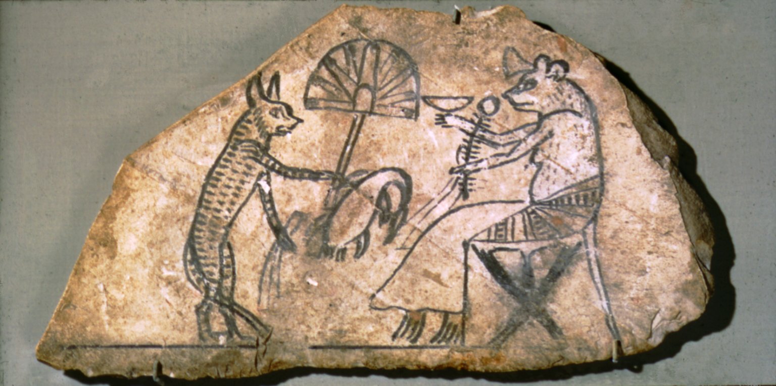 Ancient Egyptian Ink Drawing of a Cat & Mouse (Illustration) - World ...
