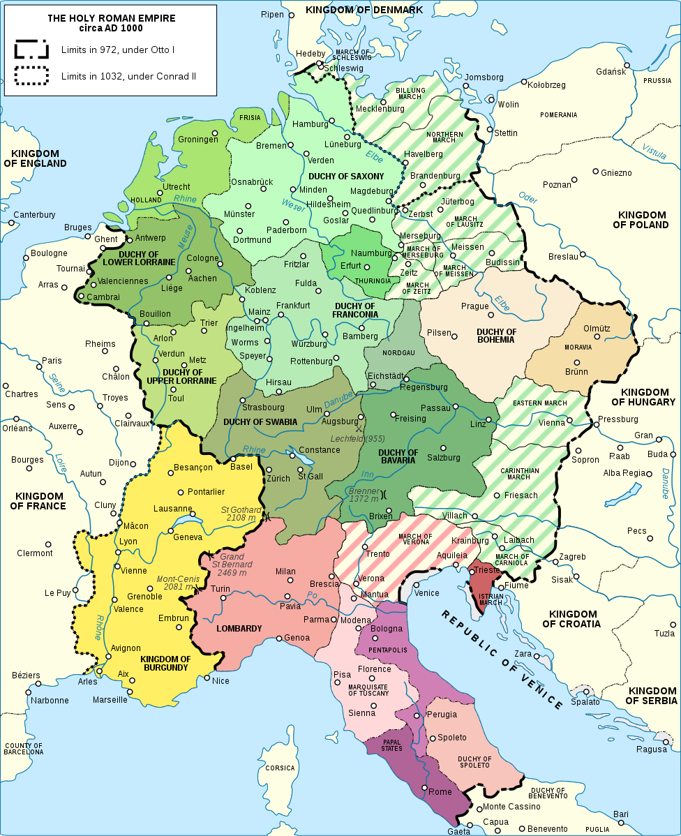 Map Of The Holy Roman Empire 972 1032 CE Illustration World Map Of The Holy Roman Empire 972 1032 CE Illustration World