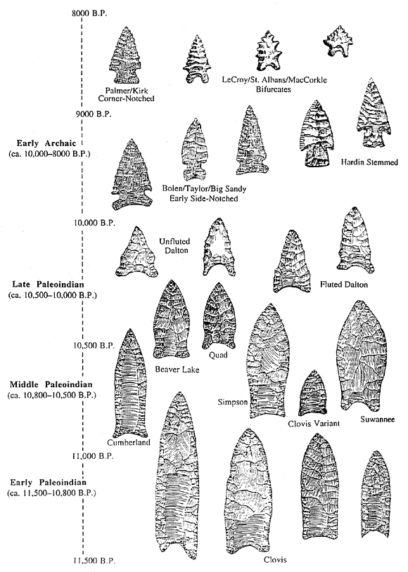 Paleoindian Projectile Point Types (Illustration) - World History ...