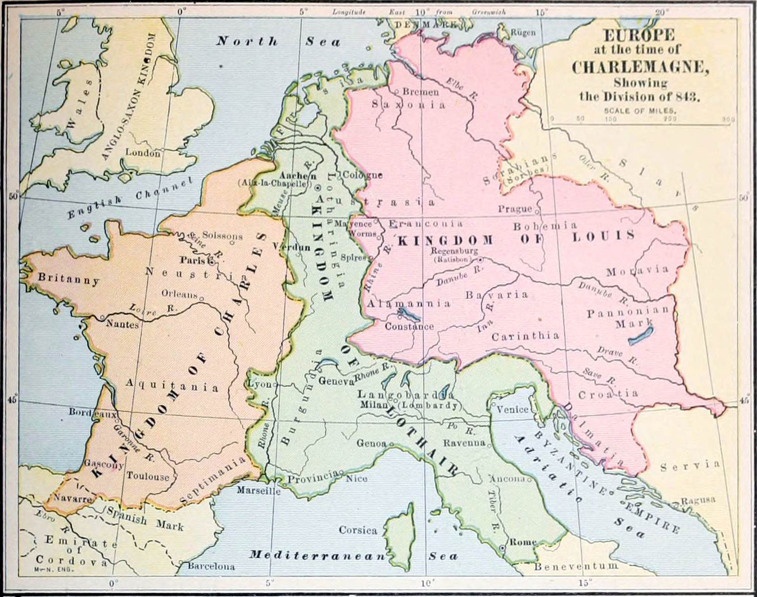 Division Of The Carolingian Empire Illustration World History Division Of The Carolingian Empire Illustration World History