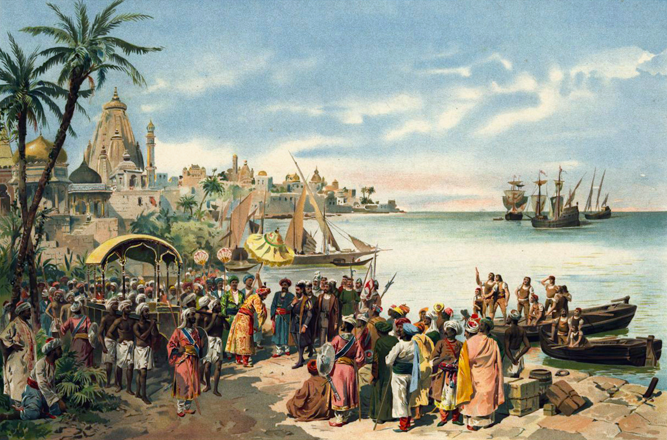Vasco da Gama Arriving at Calicut, India (Illustration) - World History Encyclopedia