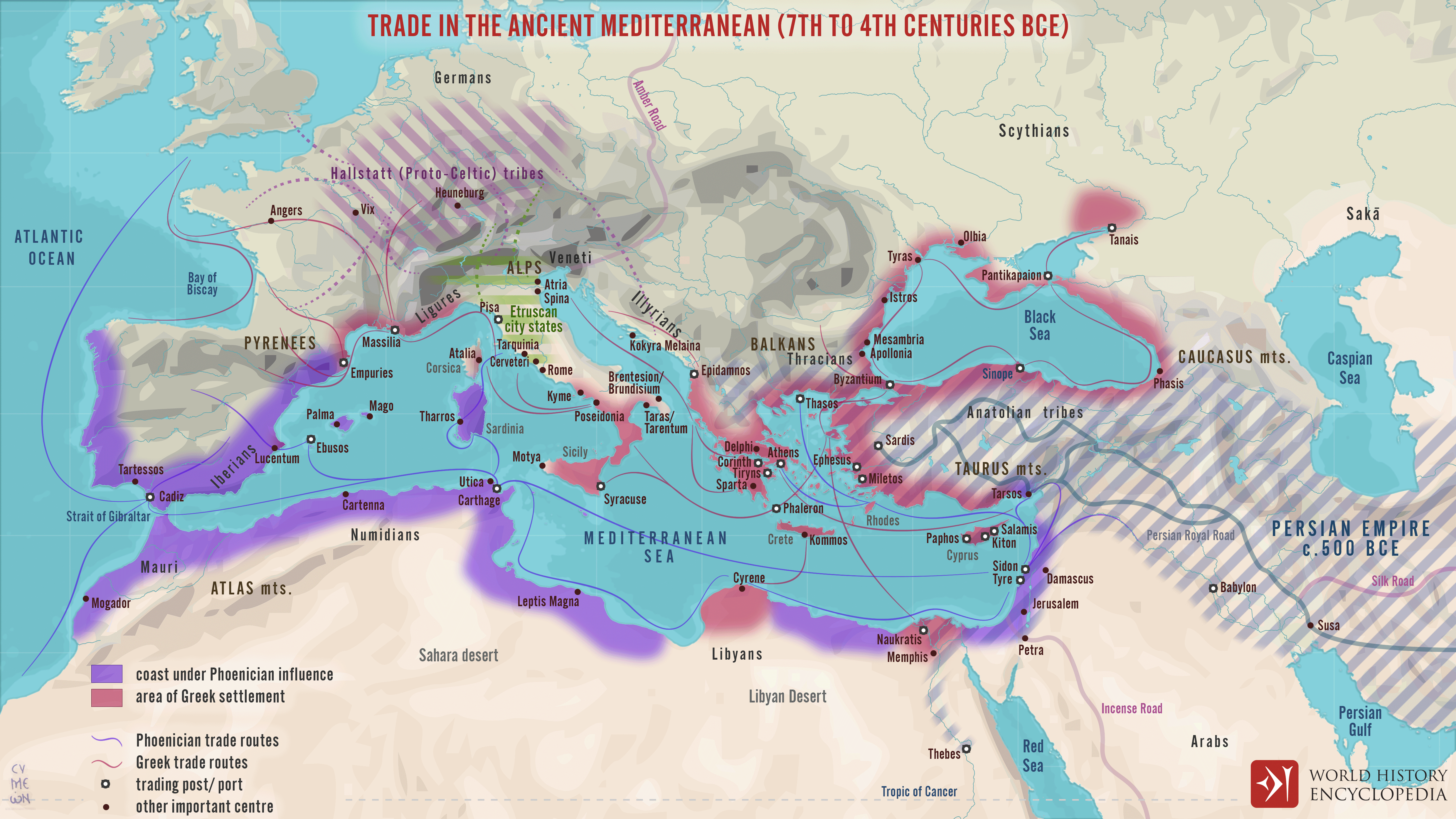 Trade Routes in the Ancient Mediterranean (Illustration) - World History  Encyclopedia