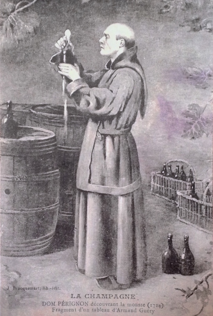 Image of Dom Perignon (1639-1715) Benedictine monk, inventor of the  champagne, statue