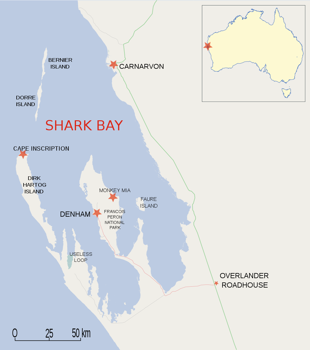 Cpae Inscription Map of Shark Bay Area Showing Dirk Hartog Island and Cape Inscription ...