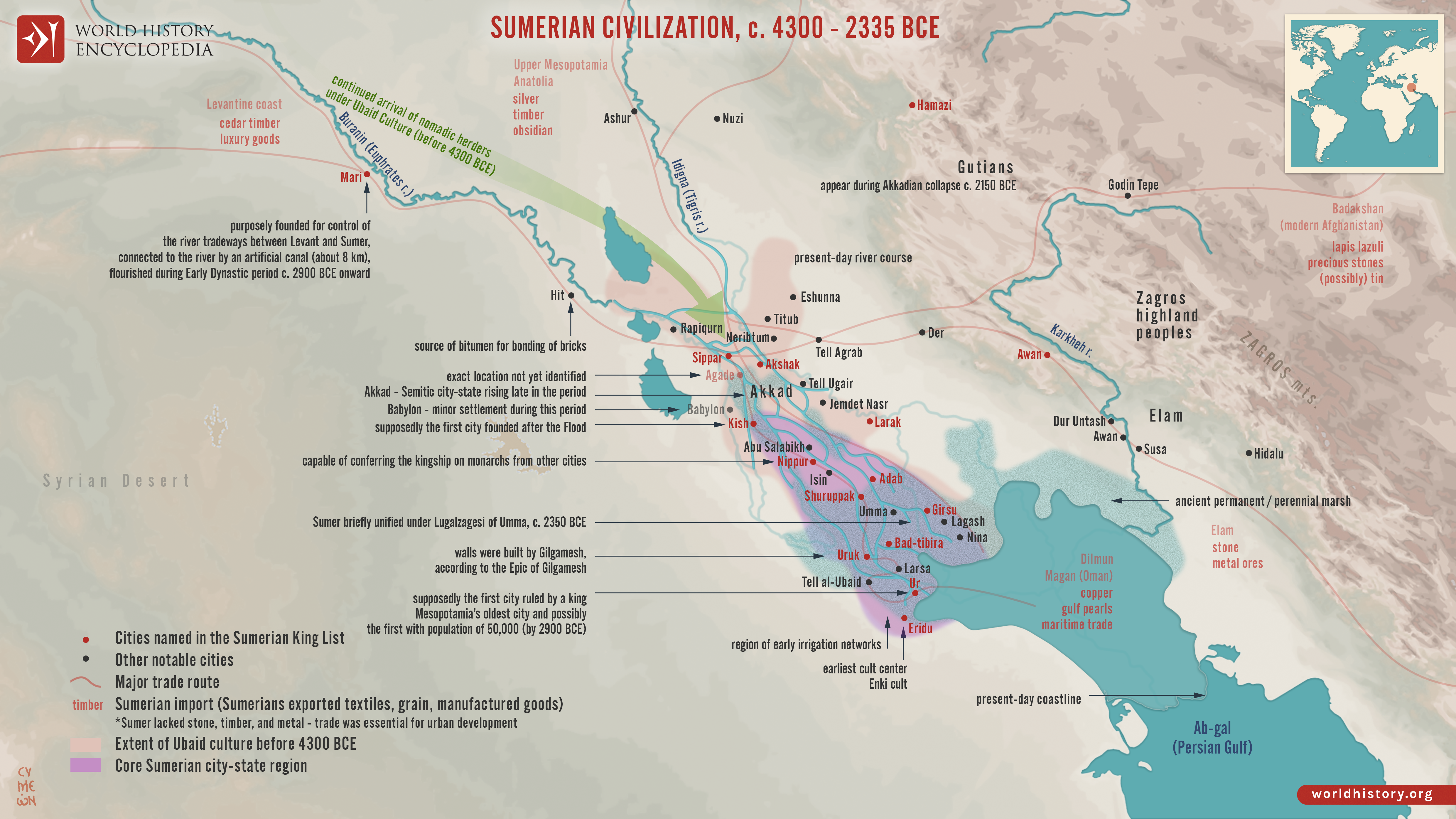 Sumeruy Map Map of the Sumerian Civilization - World History Encyclopedia