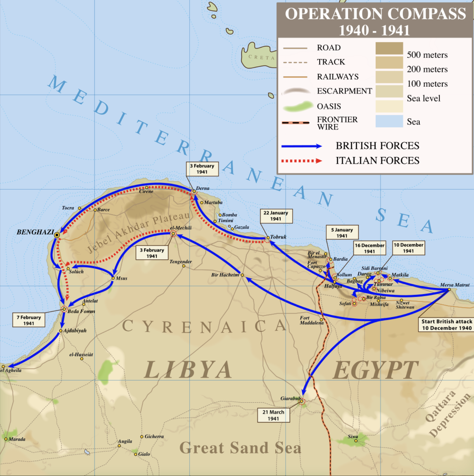 Map of Operation Compass - World History Encyclopedia