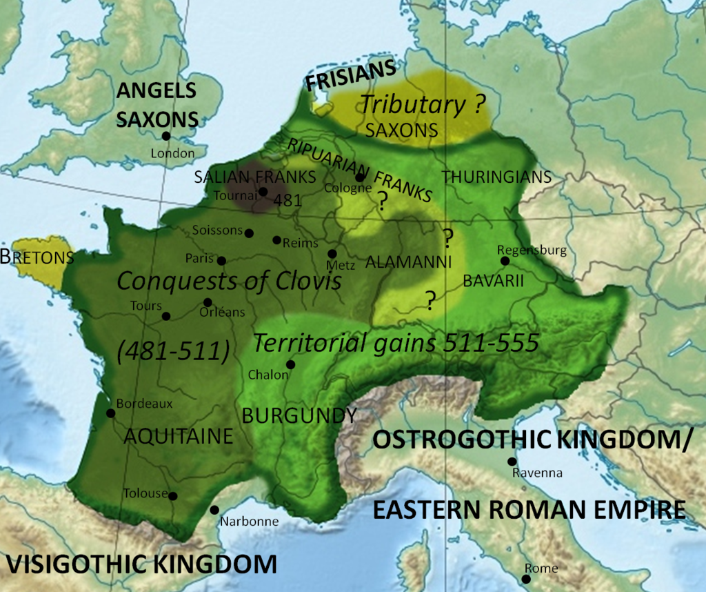 Frankish territory in 555 (Illustration) - World History Encyclopedia