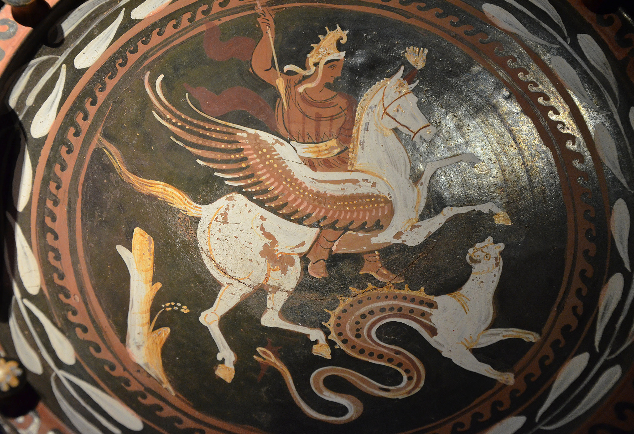 Constellation Pegasus Bellerophon defeats Chimera Copper Plated Alabaster Mythical Immortal Winged Divine Horse