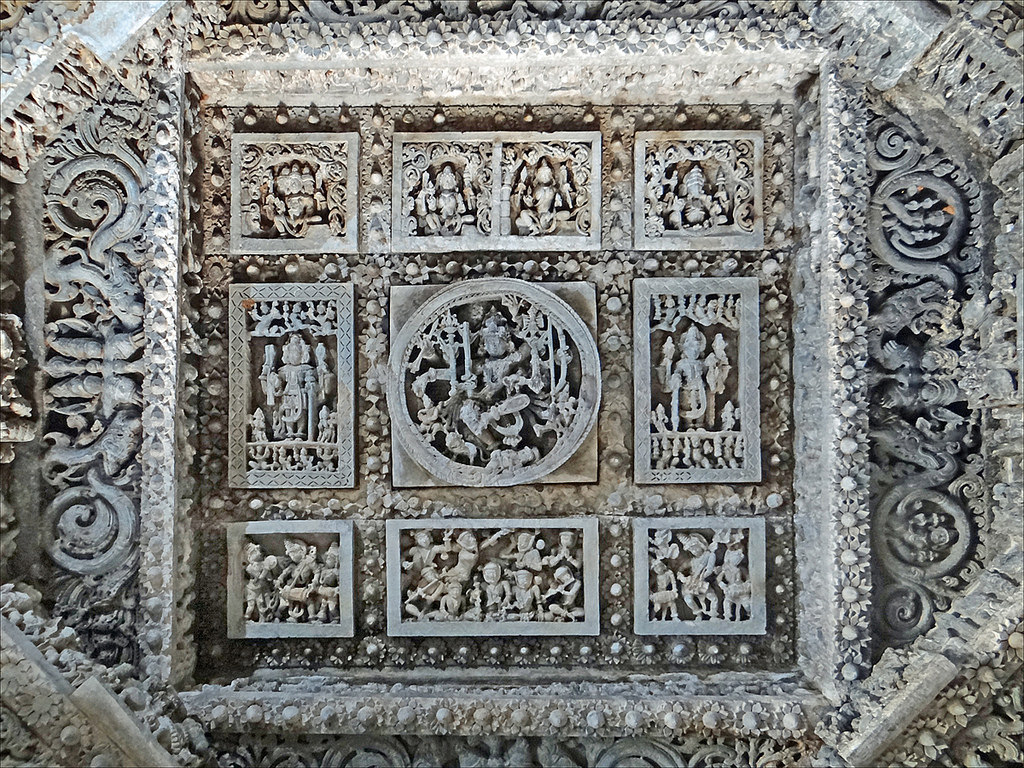Ceiling Decoration in Hoysaleswara Temple, Halebidu (Illustration) - World History Encyclopedia
