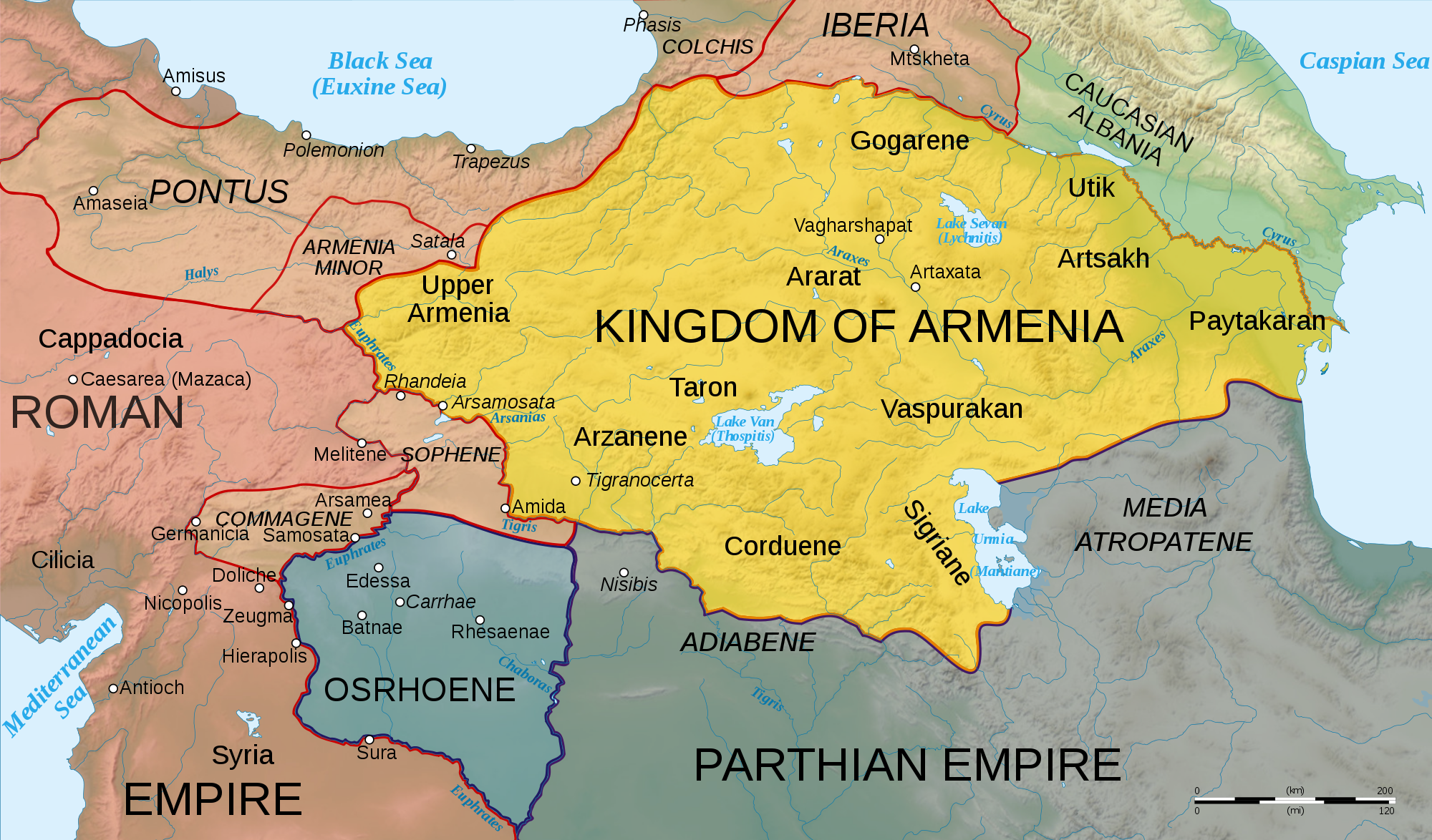 Map of Armenia, 50 CE (Illustration) - World History Encyclopedia