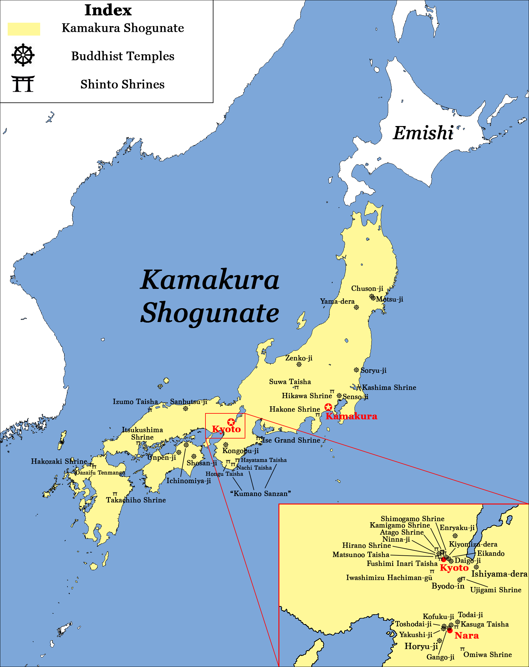 Major Temples And Shrines Of Japan Circa 1200 CE Kamakura Shogunate major-temples-and-shrines-of-japan-circa-1200-ce-kamakura-shogunate