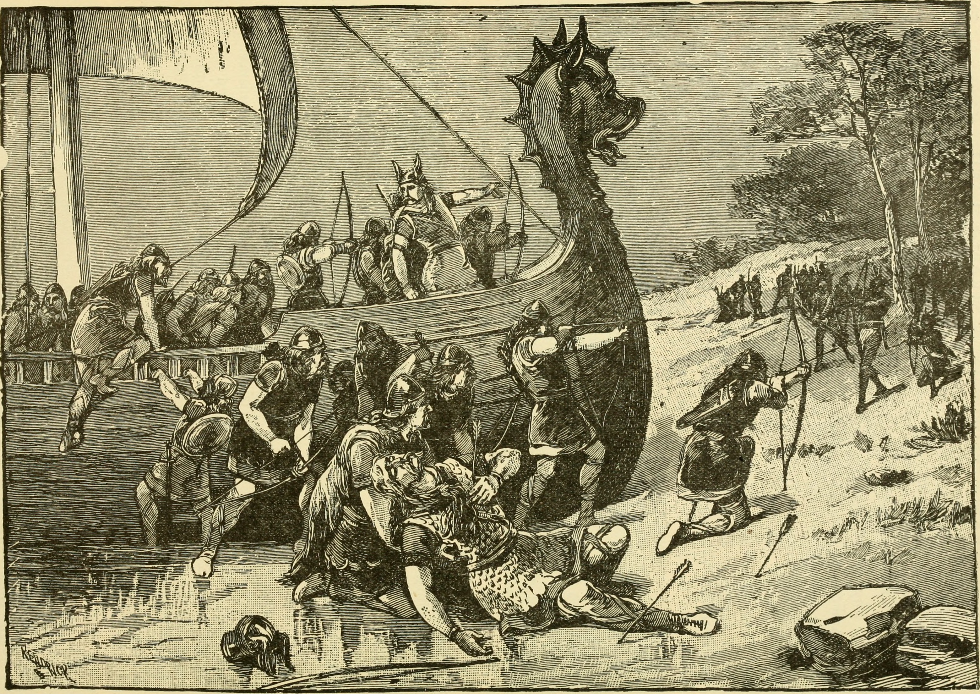 Thorvald, Son of Erik the Red, is Killed (Illustration) - World Encyclopedia