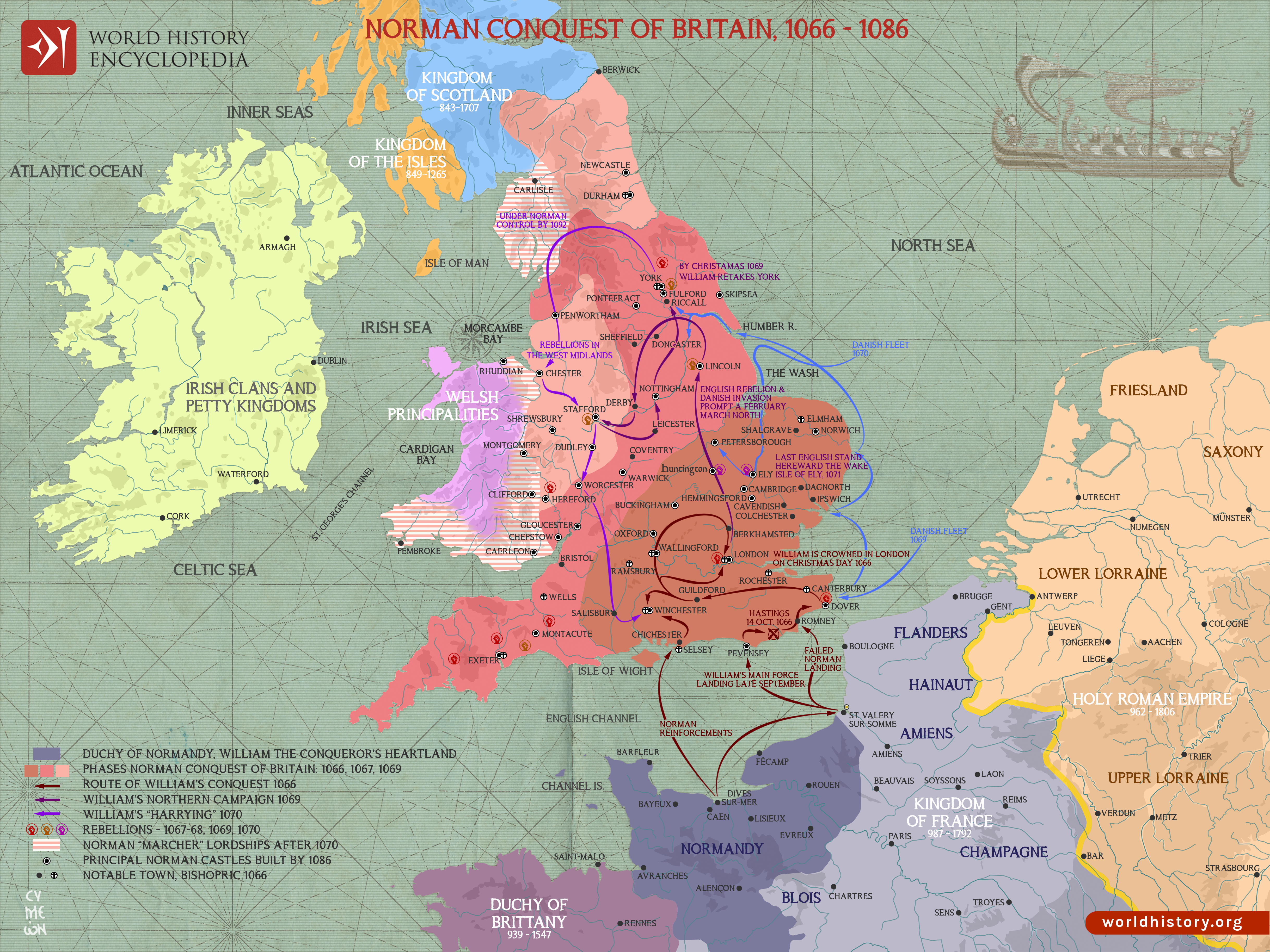 Map Of The Norman Conquest Of Britain 1066 1086 From Hastings To Map Of The Norman Conquest Of Britain 1066 1086 From Hastings To